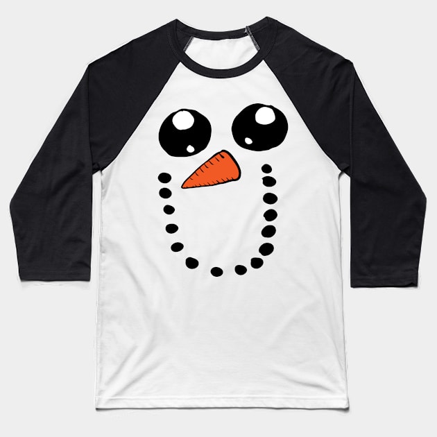 Snow Man Face 1 Baseball T-Shirt by Eric03091978